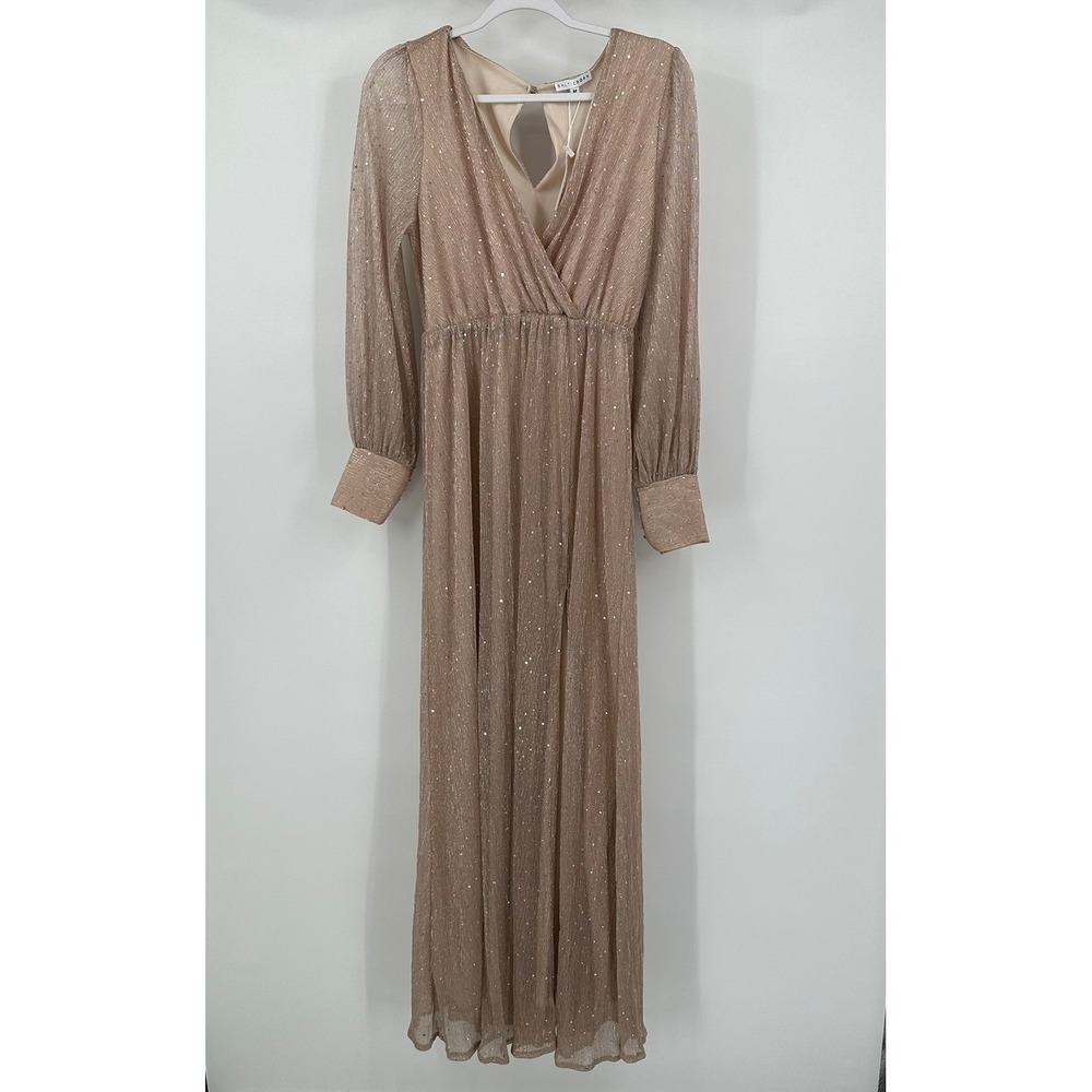 Baltic Born Abagain Womens Rose Gold Sparkle‎ Maxi Dress Size M Shimmer Metallic